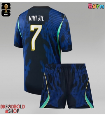 Brasilien Vinicius Junior #7 Udebanesæt Børn VM 2026 Kort ærmer (+ korte bukser)